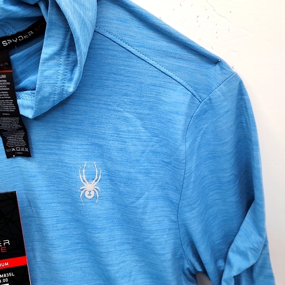 SPYDER ACTIVE MEN'S MEDIUM LONG SLEVES TSHIRT WITH HOODIE, RED LIGHT BLUE - Picture 5 of 12